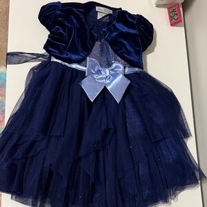 Elegant Navy Blue Kids Costume Dress